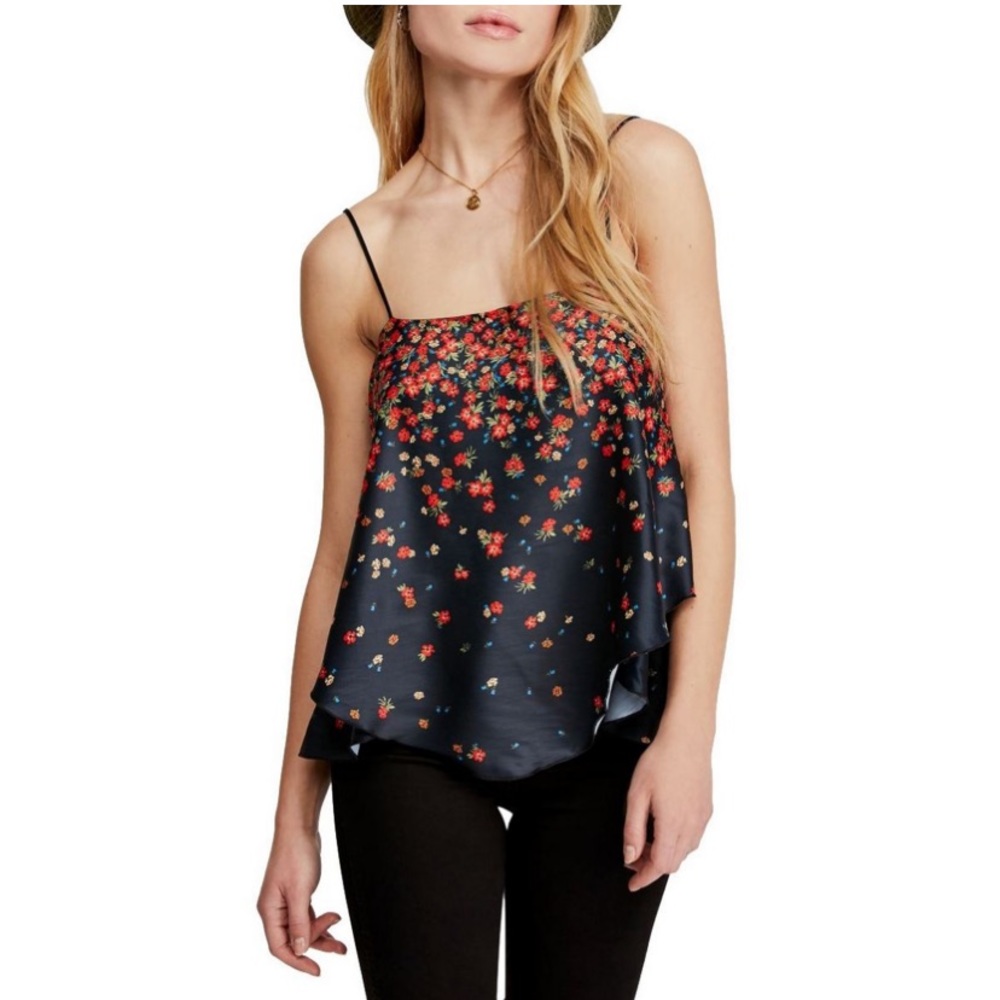Free people floral satin tank NWT